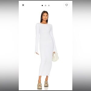White Long Sleeve Crew Neck Bodycon Dress